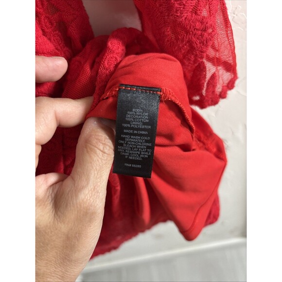 Express Red Lace Mesh Floral Embroidered Dress S Fairy Core Holiday Party - Picture 7 of 7